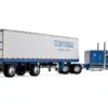Peterbilt 351 with 63" Flat Top Sleeper and 40' Vintage Trailer with Reefer "Western Distributing" Blue Metallic and White 1/64 Diecast Model by DCP/First Gear