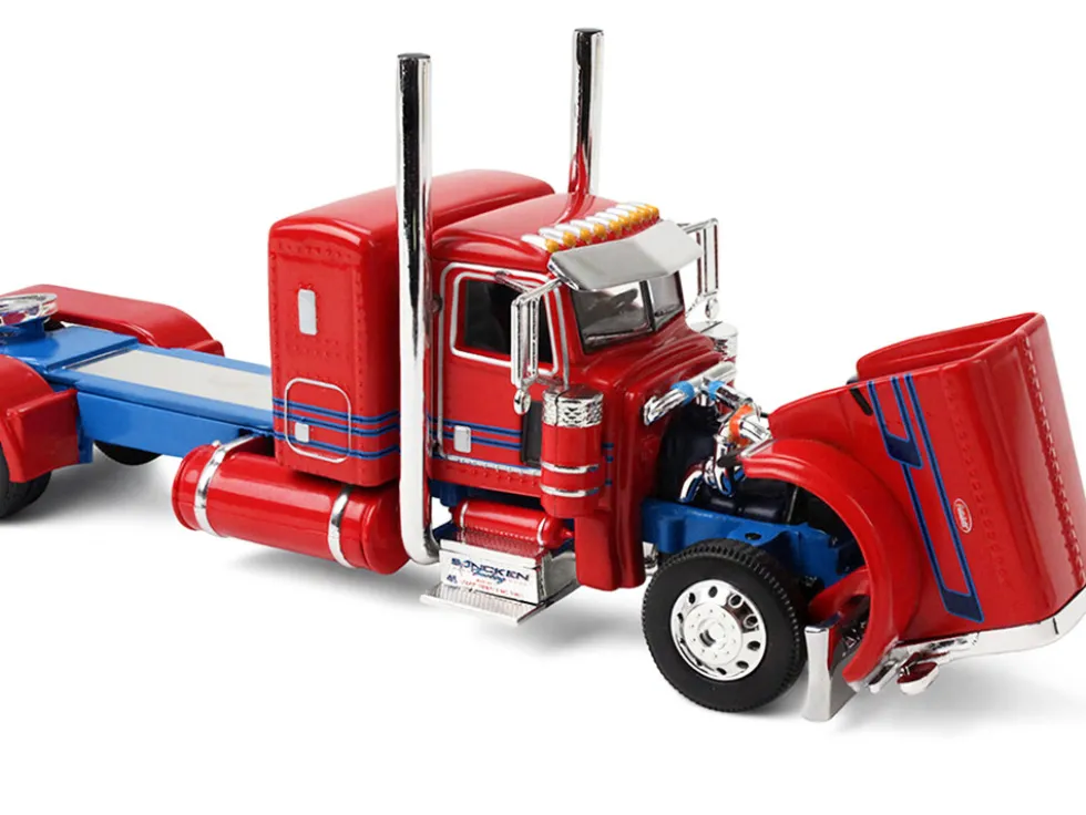 Peterbilt 389 with 36" Flat Top Sleeper and Heil Fuel Tank Trailer "Sancken Custom Truck by Amcan" Red "Big Rigs" Series II #3 1/64 Diecast Model by DCP/First Gear