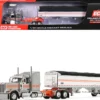 Peterbilt 589 with 58" Mid-Roof Sleeper and 50' Wilson Pacesetter Grain Trailer Silver Metallic with Orange Stripes 1/64 Diecast Model by DCP/First Gear