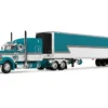 Peterbilt 379 with 63" Mid-Roof Sleeper and 53' Utility Trailer with Reefer "Tway Rose Transport" Teal and White with Stripes "Big Rigs" Series II #5 1/64 Diecast Model by DCP/First Gear