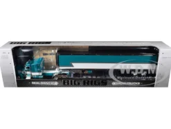 Peterbilt 379 with 63" Mid-Roof Sleeper and 53' Utility Trailer with Reefer "Tway Rose Transport" Teal and White with Stripes "Big Rigs" Series II #5 1/64 Diecast Model by DCP/First Gear