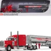 Peterbilt 379 with 63" Mid-Roof Sleeper and Heil Fuel Tank Trailer "Rapid Roberts" Red 1/64 Diecast Model by DCP/First Gear