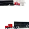 Peterbilt with Sleeper Cab Red with Black Livestock Trailer 1/87 (HO) Plastic Model Car by Promotex