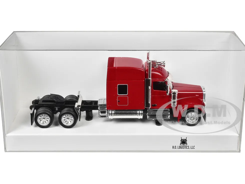 Peterbilt 589 with Stand Up Sleeper Cab Red 1/87 (HO) Plastic Model Car by HO Logistics