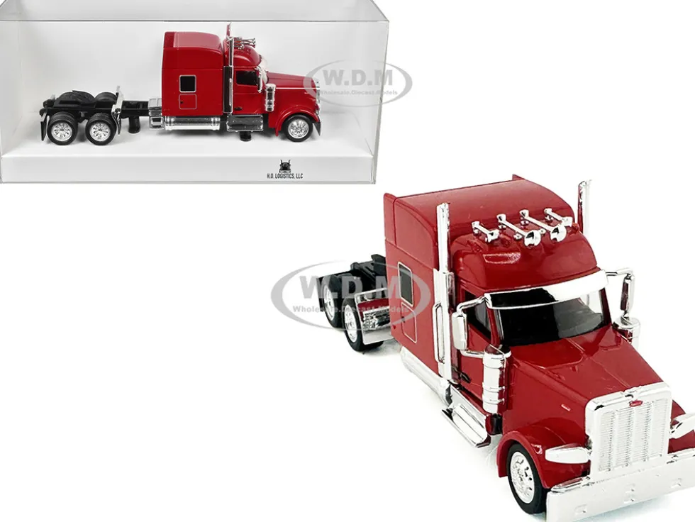 Peterbilt 589 with Stand Up Sleeper Cab Red 1/87 (HO) Plastic Model Car by HO Logistics