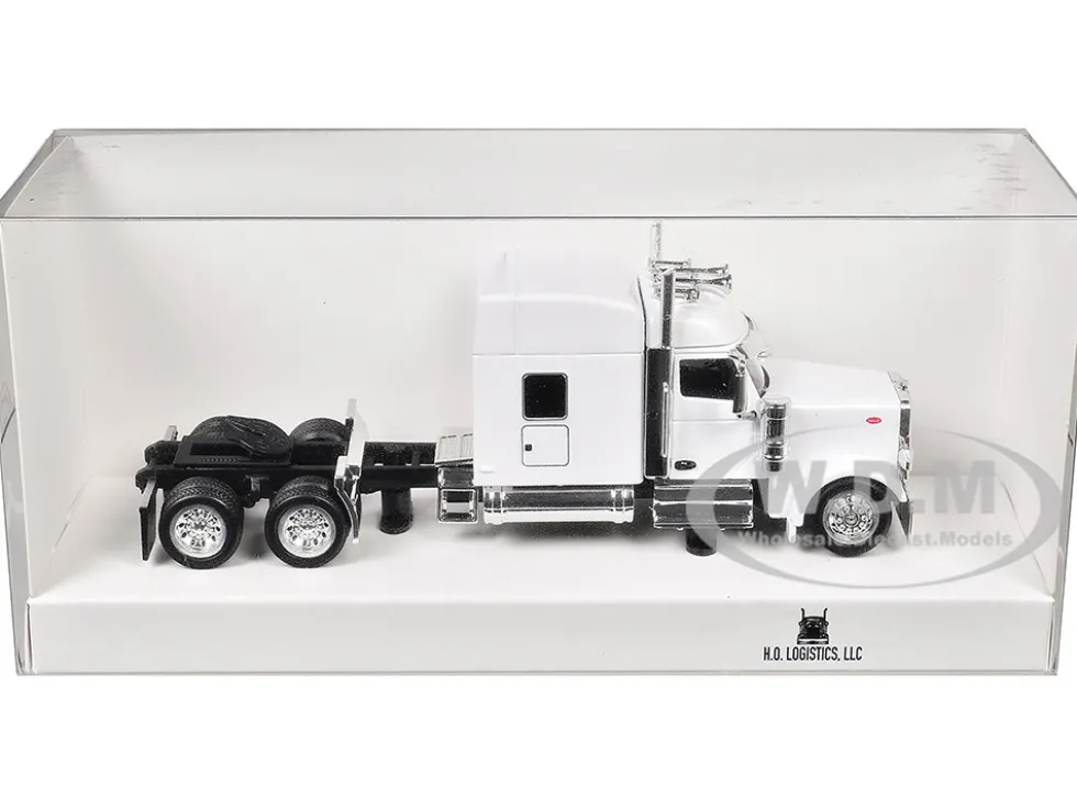 Peterbilt 589 with Stand Up Sleeper Cab White 1/87 (HO) Plastic Model Car by HO Logistics