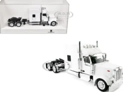 Peterbilt 589 with Stand Up Sleeper Cab White 1/87 (HO) Plastic Model Car by HO Logistics