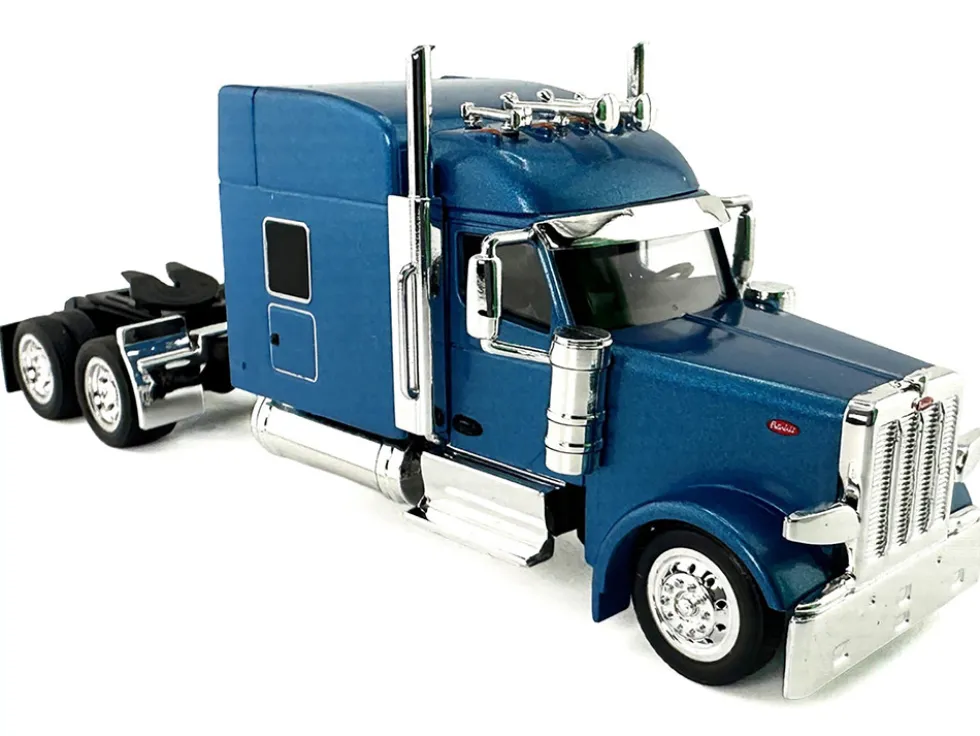 Peterbilt 589 with Stand Up Sleeper Cab Blue Metallic 1/87 (HO) Plastic Model Car by HO Logistics