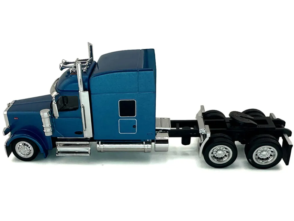 Peterbilt 589 with Stand Up Sleeper Cab Blue Metallic 1/87 (HO) Plastic Model Car by HO Logistics