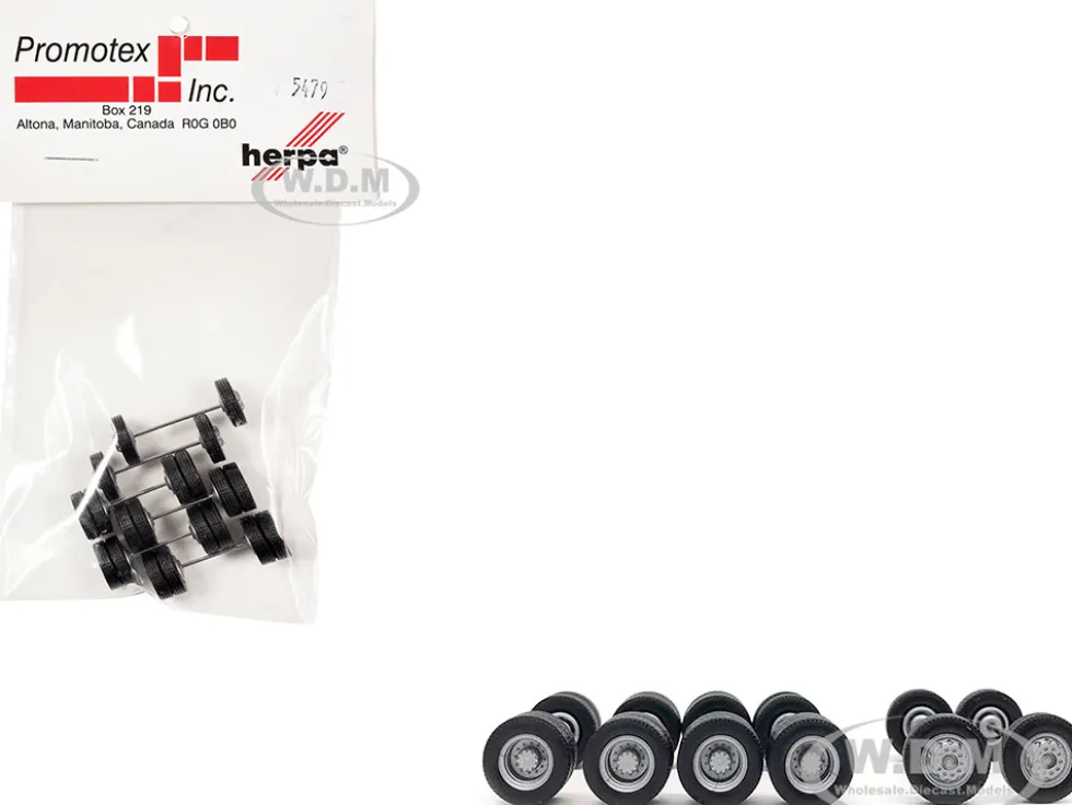 Planetary Hubs Wheel Set (2 Front and 4 Rear) 1/87 (HO) Plastic Model by Promotex