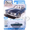 1965 Plymouth Barracuda Formula S Dark Blue Metallic with Silver Stripe "Vintage Muscle" Series 1/64 Diecast Model Car by Auto World