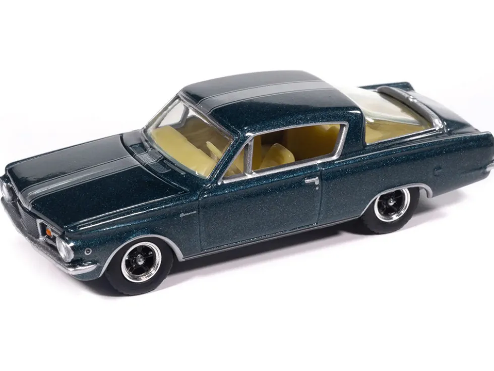 1965 Plymouth Barracuda Formula S Dark Blue Metallic with Silver Stripe "Vintage Muscle" Series 1/64 Diecast Model Car by Auto World