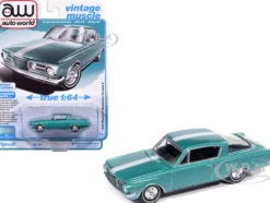 1965 Plymouth Barracuda Formula S Turquoise Metallic with White Stripe "Vintage Muscle" Series 1/64 Diecast Model Car by Auto World