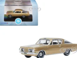 1965 Plymouth Barracuda Gold Metallic with Black Stripes 1/87 (HO) Scale Diecast Model Car by Oxford Diecast