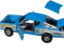 1966 Plymouth Barracuda "Hemi Hustler" Blue with White Stripes Limited Edition to 374 pieces Worldwide 1/18 Diecast Model Car by ACME
