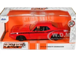 1973 Plymouth Barracuda Red with Black Stripes Bigtime Muscle Series 1/24 Diecast Model Car Jada 34037