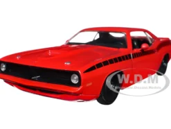 1973 Plymouth Barracuda Red with Black Stripes Bigtime Muscle Series 1/24 Diecast Model Car Jada 34037