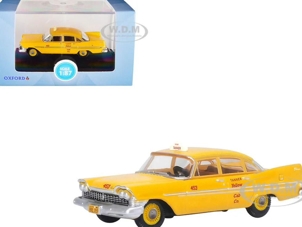 1959 Plymouth Belvedere Taxi Yellow Tanner Yellow Cab Co 1/87 (HO) Scale Diecast Model Car Oxford Diecast 87PS59002
