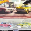 1963 Plymouth Belvedere 426 Wedge MOPAR White and Red with Blue Top and 1965 Dodge Coronet Eastbound and Crowned Yellow and White Car Culture Set of 2 Cars Diecast Model Cars Hot Wheels HKF56