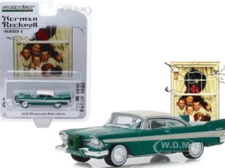 1957 Plymouth Belvedere Wreath Accessory Green Cream Top Norman Rockwell Series 2 1/64 Diecast Model Car Greenlight 54020 D