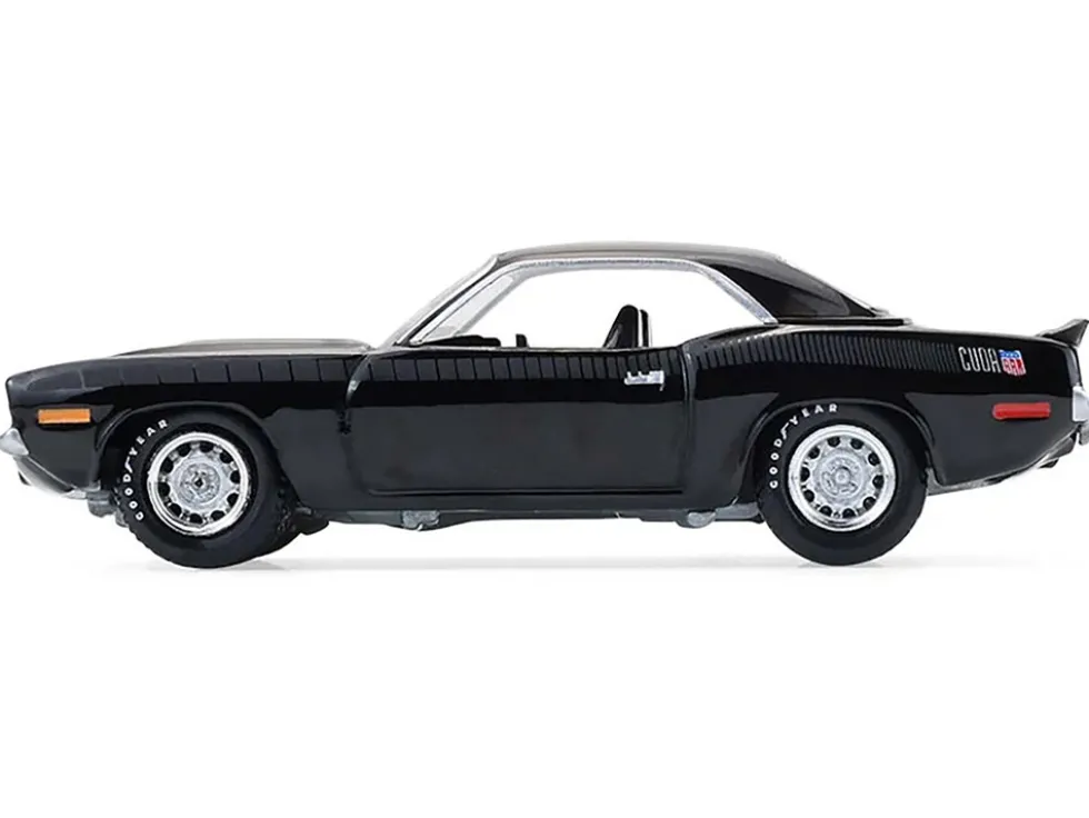 1970 Plymouth 'Cuda AAR Black with Gray Stripes "Barrett-Jackson" Series 16 1/64 Diecast Model Car by Greenlight