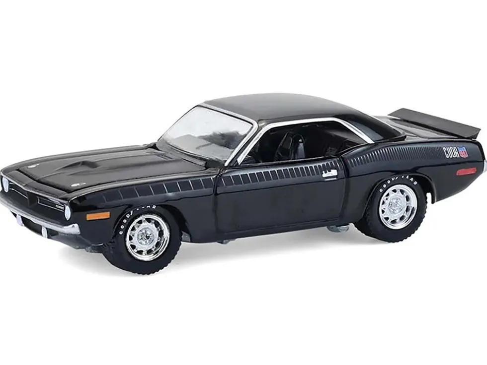 1970 Plymouth 'Cuda AAR Black with Gray Stripes "Barrett-Jackson" Series 16 1/64 Diecast Model Car by Greenlight