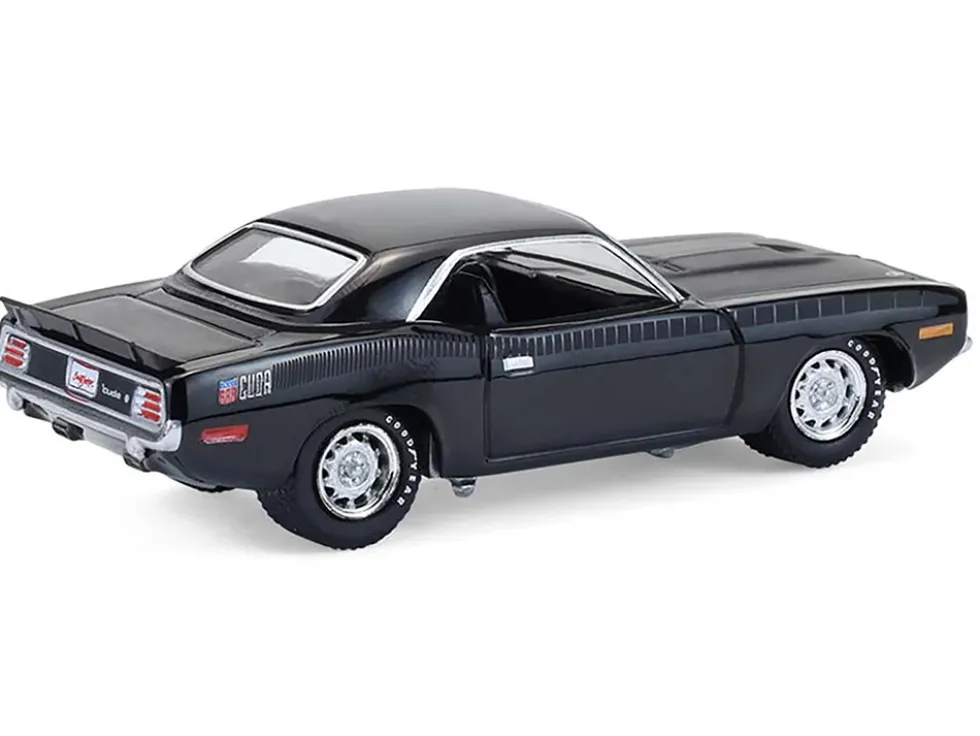1970 Plymouth 'Cuda AAR Black with Gray Stripes "Barrett-Jackson" Series 16 1/64 Diecast Model Car by Greenlight