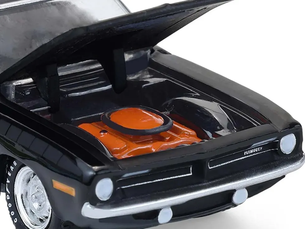 1970 Plymouth 'Cuda AAR Black with Gray Stripes "Barrett-Jackson" Series 16 1/64 Diecast Model Car by Greenlight