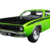 1970 Plymouth Cuda Green with Black 1/25 Diecast Model Car New Ray 71873
