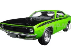 1970 Plymouth Cuda Green with Black 1/25 Diecast Model Car New Ray 71873