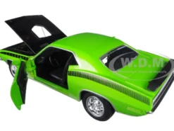 1970 Plymouth Cuda Green with Black 1/25 Diecast Model Car New Ray 71873