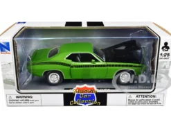 1970 Plymouth Cuda Green with Black 1/25 Diecast Model Car New Ray 71873
