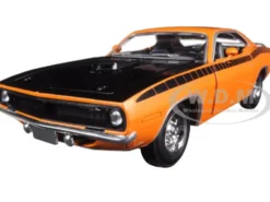 1970 Plymouth Cuda Orange with Black 1/24 Diecast Model Car New Ray 71873