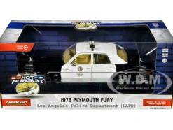 1978 Plymouth Fury Black and White "LAPD (Los Angeles Police Department)" "Hot Pursuit" Series 9 1/24 Diecast Model Car by Greenlight