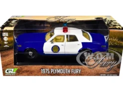 1975 Plymouth Fury "Osage County Sheriff" Blue and White 1/24 Diecast Model Car by Greenlight