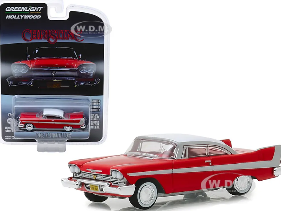 1958 Plymouth Fury Red White Top Christine 1983 Movie Hollywood Series Release 23 1/64 Diecast Model Car Greenlight 44830 C