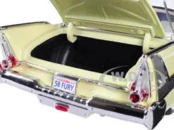 1958 Plymouth Fury Timeless Classics Yellow White Top 1/18 Diecast Model Car Motormax 73115