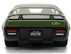 1972 Plymouth GTX Green Metallic with Matt Black Hood and Gold Stripes "Bigtime Muscle" Series 1/24 Diecast Model Car by Jada