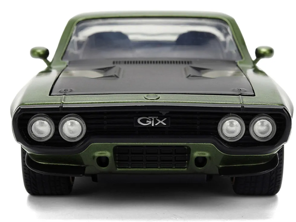 1972 Plymouth GTX Green Metallic with Matt Black Hood and Gold Stripes "Bigtime Muscle" Series 1/24 Diecast Model Car by Jada