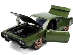 1972 Plymouth GTX Green Metallic with Matt Black Hood and Gold Stripes