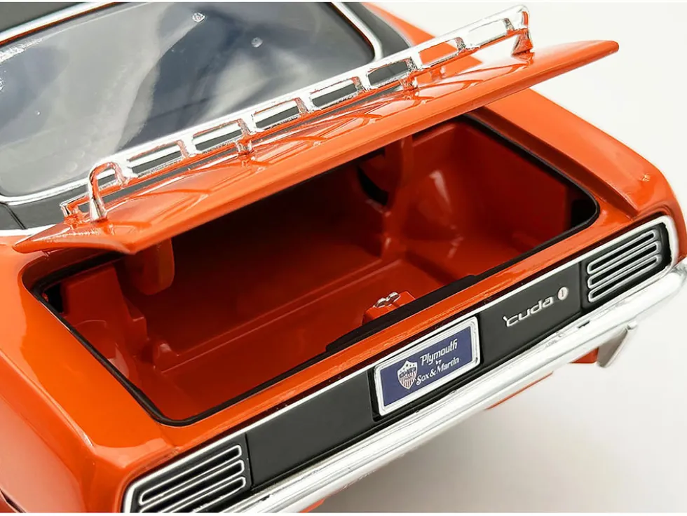 1970 Plymouth HEMI Cuda "Sun Kissed Cuda - Sox & Martin" Vitamin C Orange with Black Vinyl Top Limited Edition to 444 pieces Worldwide 1/18 Diecast Model Car by ACME