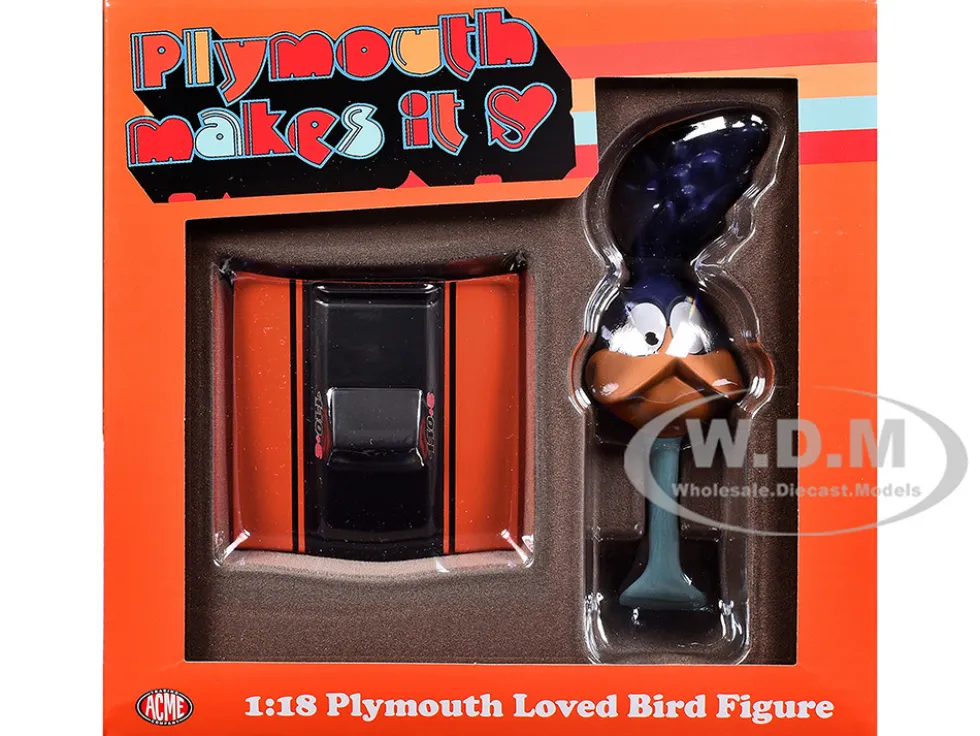Plymouth Loved Bird Figure with Vitamin C Orange Hood Stand 1/18 Model by ACME