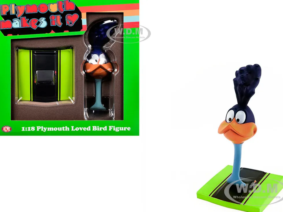 Plymouth Loved Bird Figure with Limelight Green Hood Stand 1/18 Model by ACME