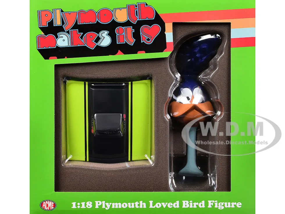 Plymouth Loved Bird Figure with Limelight Green Hood Stand 1/18 Model by ACME