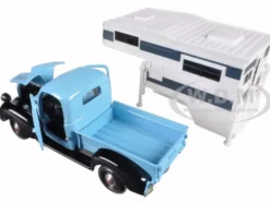 1941 Plymouth Pickup Truck Blue Camper Shell 1/24 Diecast Model Car Motormax 75330 73278