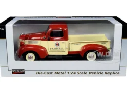 1941 Plymouth Pickup Truck Farmall Red Yellow 1/24 Diecast Model Car SpecCast ZJD1858