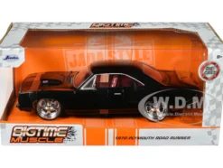 1970 Plymouth Road Runner 440 Black with Red Interior Bigtime Muscle Series 1/24 Diecast Model Car Jada 99581