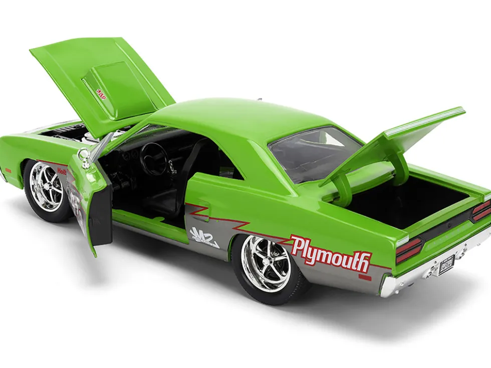 1970 Plymouth Road Runner #938 Green and Gray Metallic "Bigtime Muscle" Series 1/24 Diecast Model Car by Jada