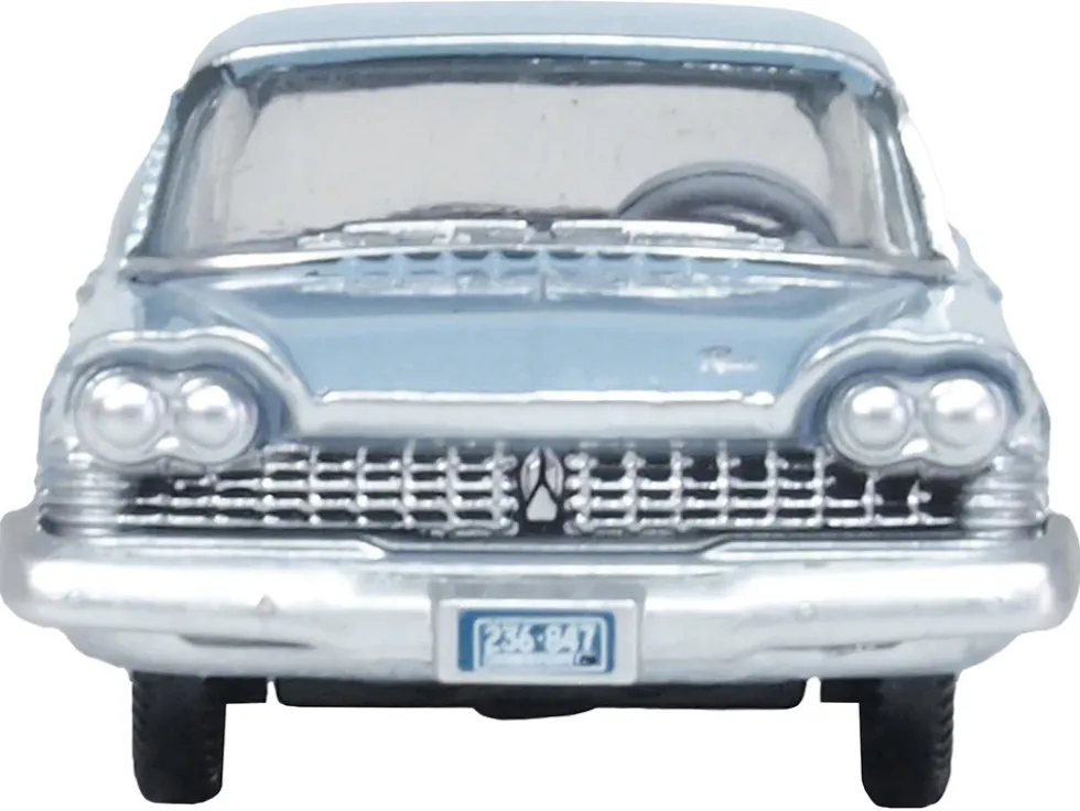 1959 Plymouth Savoy Sedan Powder Blue 1/87 (HO) Scale Diecast Model Car by Oxford Diecast