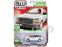 1989 Plymouth Voyager Turbo Van Bright White with Red Stripes and Interior "Mighty Minivans" Series 1/64 Diecast Model Car by Auto World